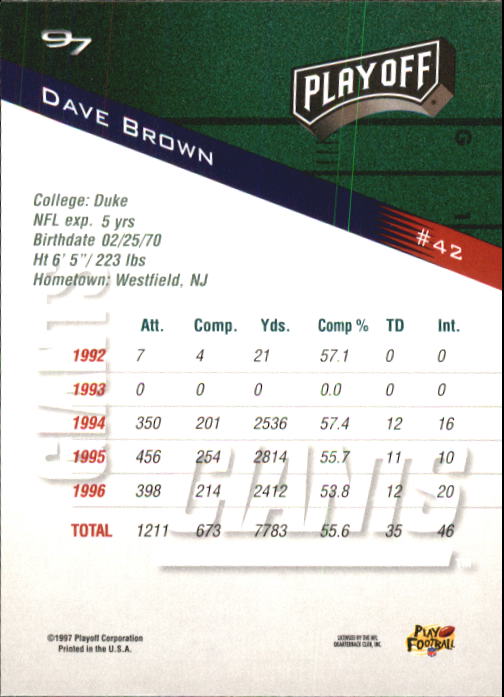 1997 Playoff Zone Football "Main Set" Cards #1 to #150 Rookies and Veterans - Picture 67 of 249