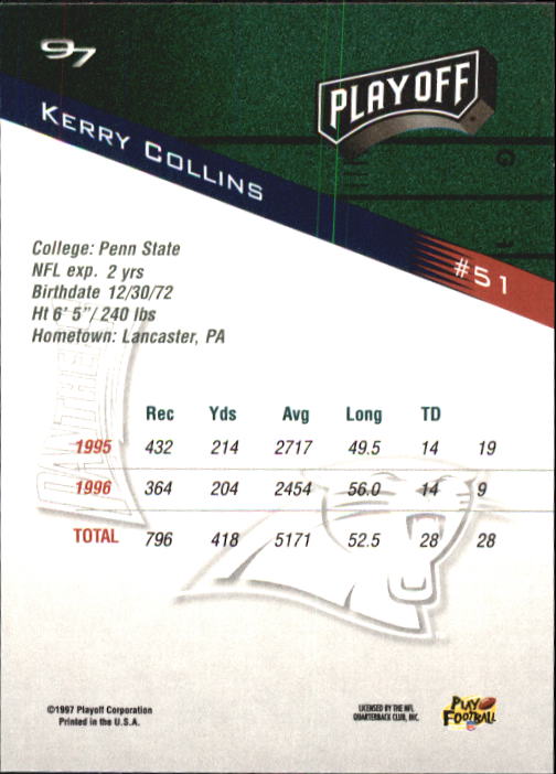 1997 Playoff Zone Football "Main Set" Cards #1 to #150 Rookies and Veterans - Picture 83 of 249