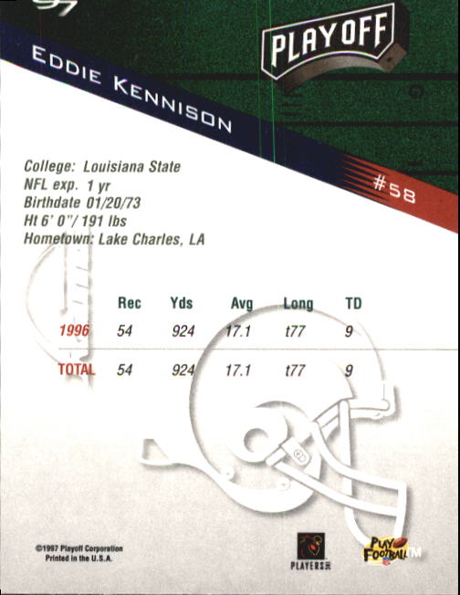 1997 Playoff Zone Football "Main Set" Cards #1 to #150 Rookies and Veterans - Picture 95 of 249