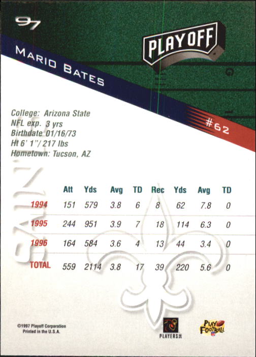 1997 Playoff Zone Football "Main Set" Cards #1 to #150 Rookies and Veterans - Picture 101 of 249
