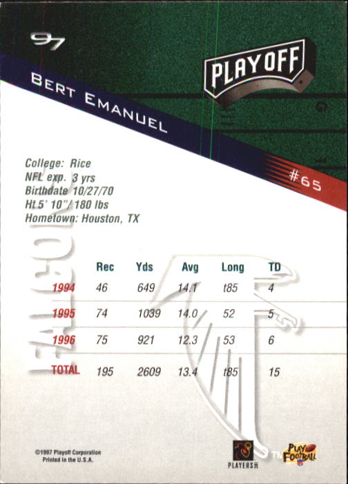 1997 Playoff Zone Football "Main Set" Cards #1 to #150 Rookies and Veterans - Picture 107 of 249