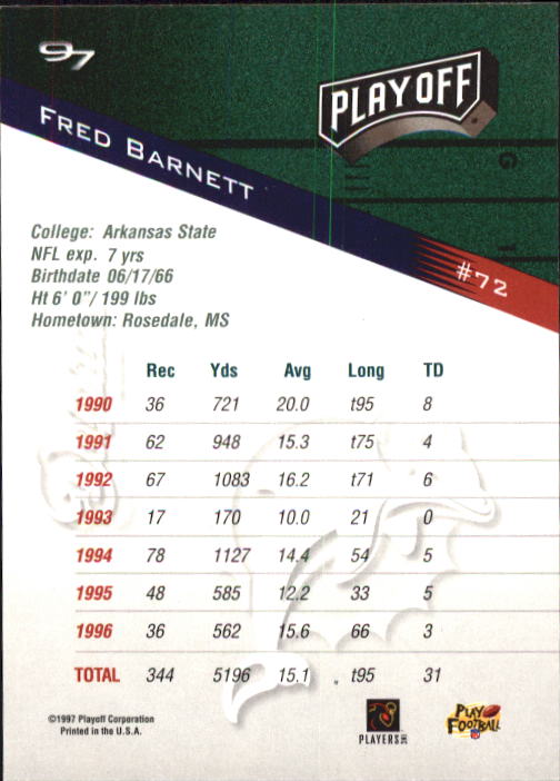 1997 Playoff Zone Football "Main Set" Cards #1 to #150 Rookies and Veterans - Picture 119 of 249