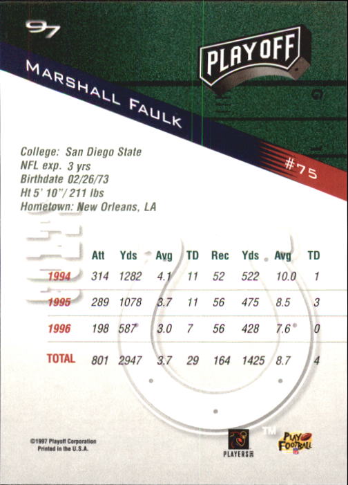 1997 Playoff Zone Football "Main Set" Cards #1 to #150 Rookies and Veterans - Picture 125 of 249