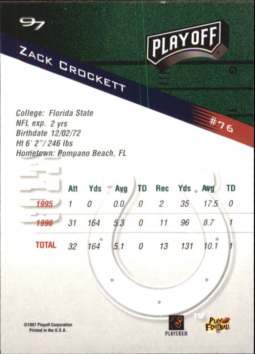 1997 Playoff Zone Football "Main Set" Cards #1 to #150 Rookies and Veterans - Picture 127 of 249