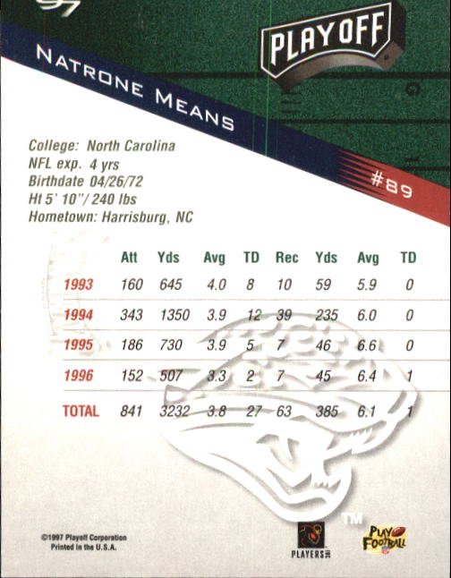1997 Playoff Zone Football "Main Set" Cards #1 to #150 Rookies and Veterans - Picture 147 of 249