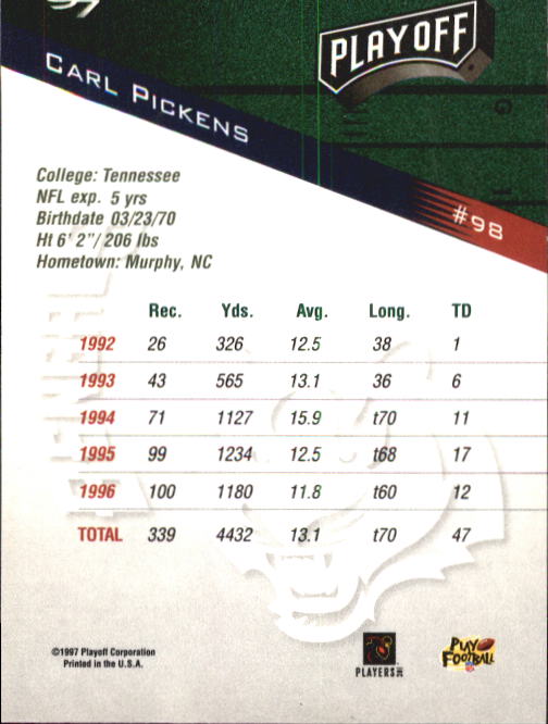 1997 Playoff Zone Football "Main Set" Cards #1 to #150 Rookies and Veterans - Picture 165 of 249