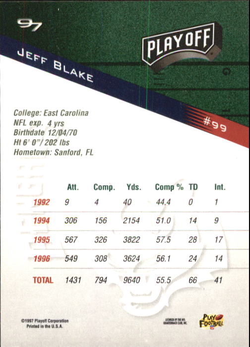1997 Playoff Zone Football "Main Set" Cards #1 to #150 Rookies and Veterans - Picture 167 of 249