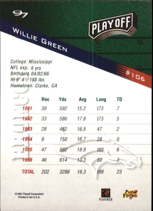 1997 Playoff Zone Football "Main Set" Cards #1 to #150 Rookies and Veterans - Picture 177 of 249