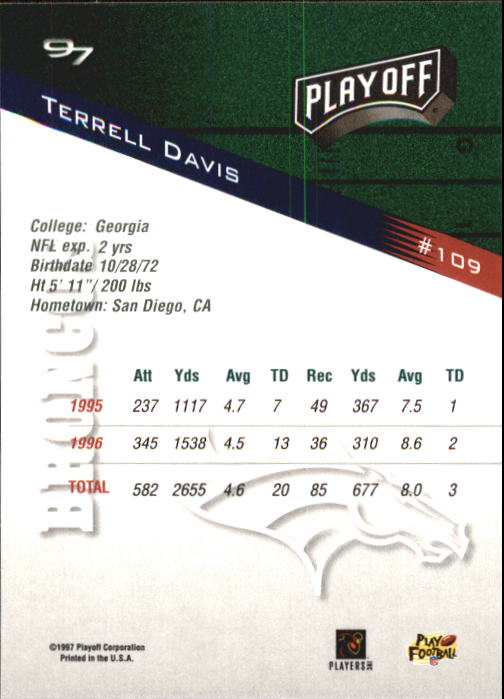 1997 Playoff Zone Football "Main Set" Cards #1 to #150 Rookies and Veterans - Picture 183 of 249