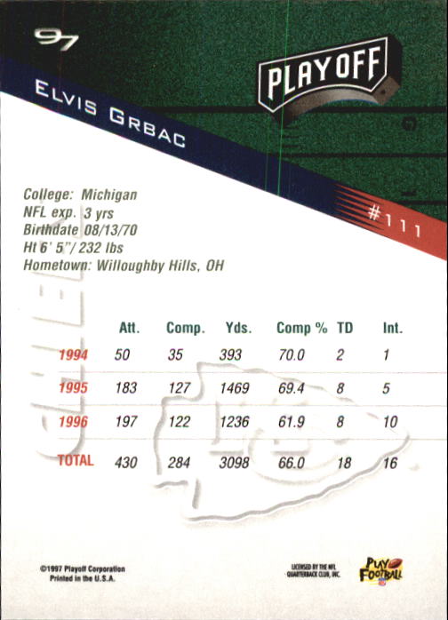 1997 Playoff Zone Football "Main Set" Cards #1 to #150 Rookies and Veterans - Picture 187 of 249