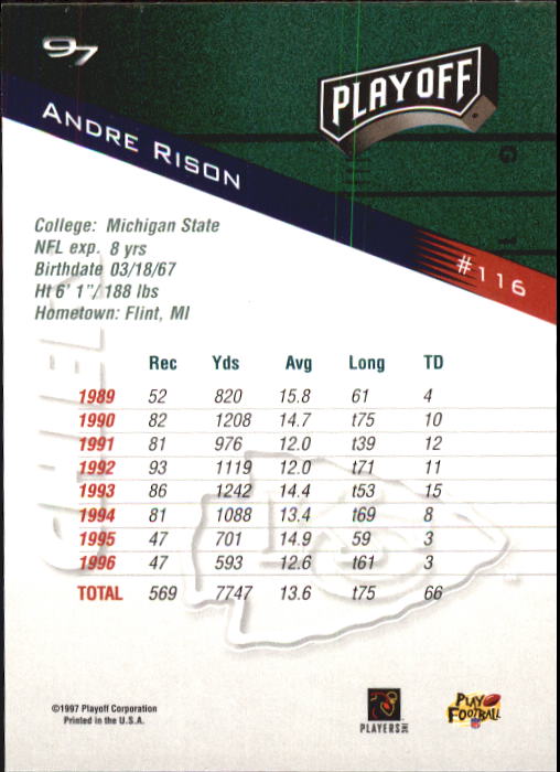 1997 Playoff Zone Football "Main Set" Cards #1 to #150 Rookies and Veterans - Picture 195 of 249