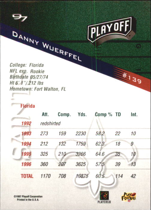 1997 Playoff Zone Football "Main Set" Cards #1 to #150 Rookies and Veterans - Picture 229 of 249