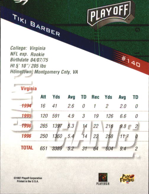 1997 Playoff Zone Football "Main Set" Cards #1 to #150 Rookies and Veterans - Picture 231 of 249