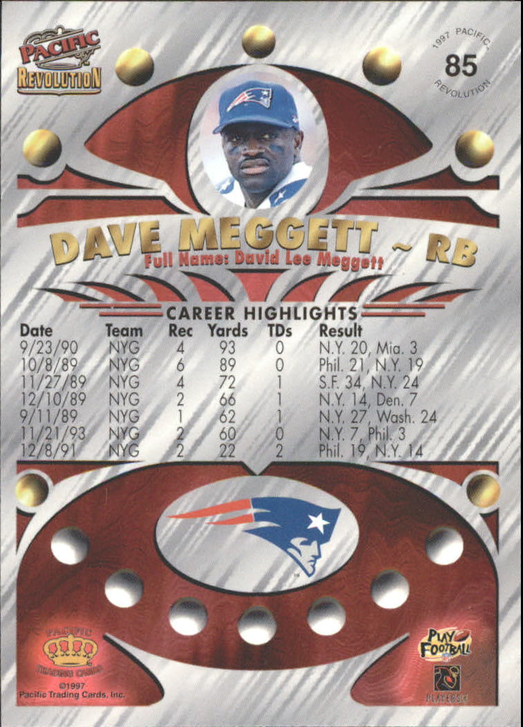 1997 Revolution Copper New England Patriots Football Card 85 Dave
