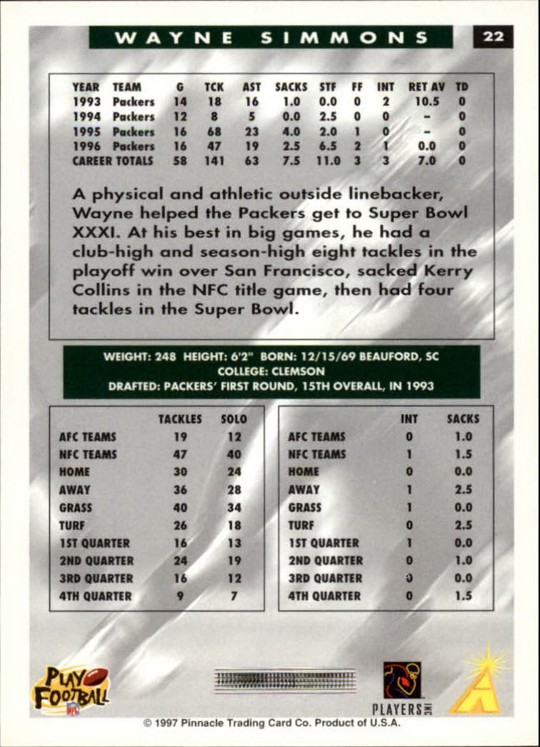 1997 Score Football "Main Set" Cards #1 to #200 Rookies and Veterans - Picture 43 of 311