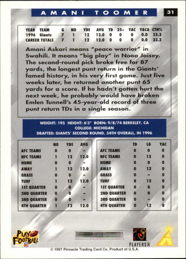 1997 Score Football "Main Set" Cards #1 to #200 Rookies and Veterans - Picture 57 of 311