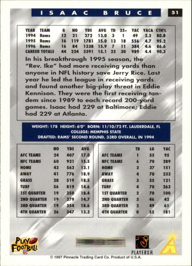 1997 Score Football "Main Set" Cards #1 to #200 Rookies and Veterans - Picture 95 of 311