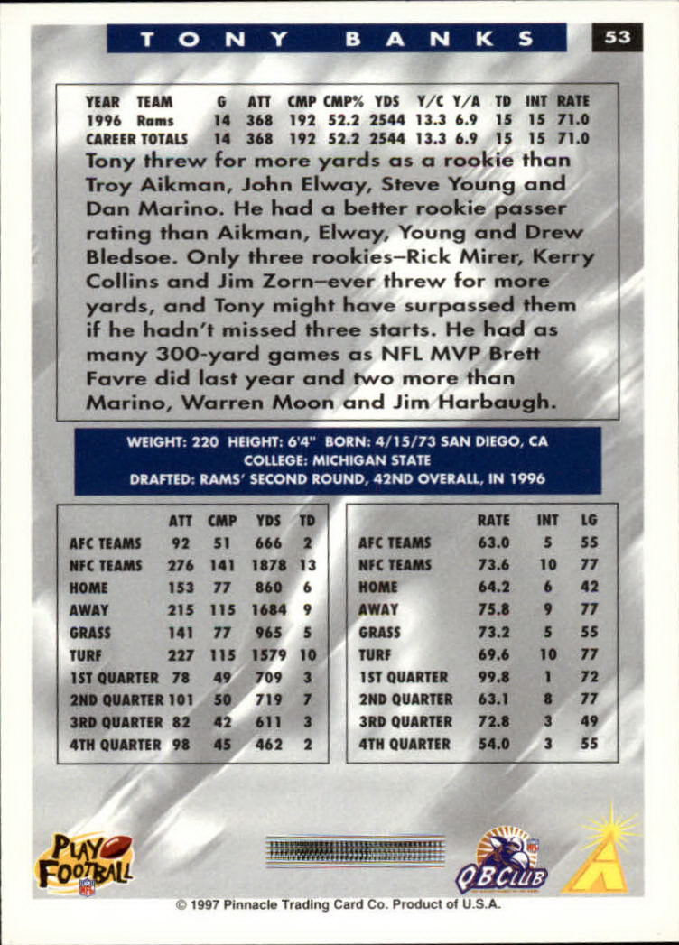 1997 Score Football "Main Set" Cards #1 to #200 Rookies and Veterans - Picture 99 of 311
