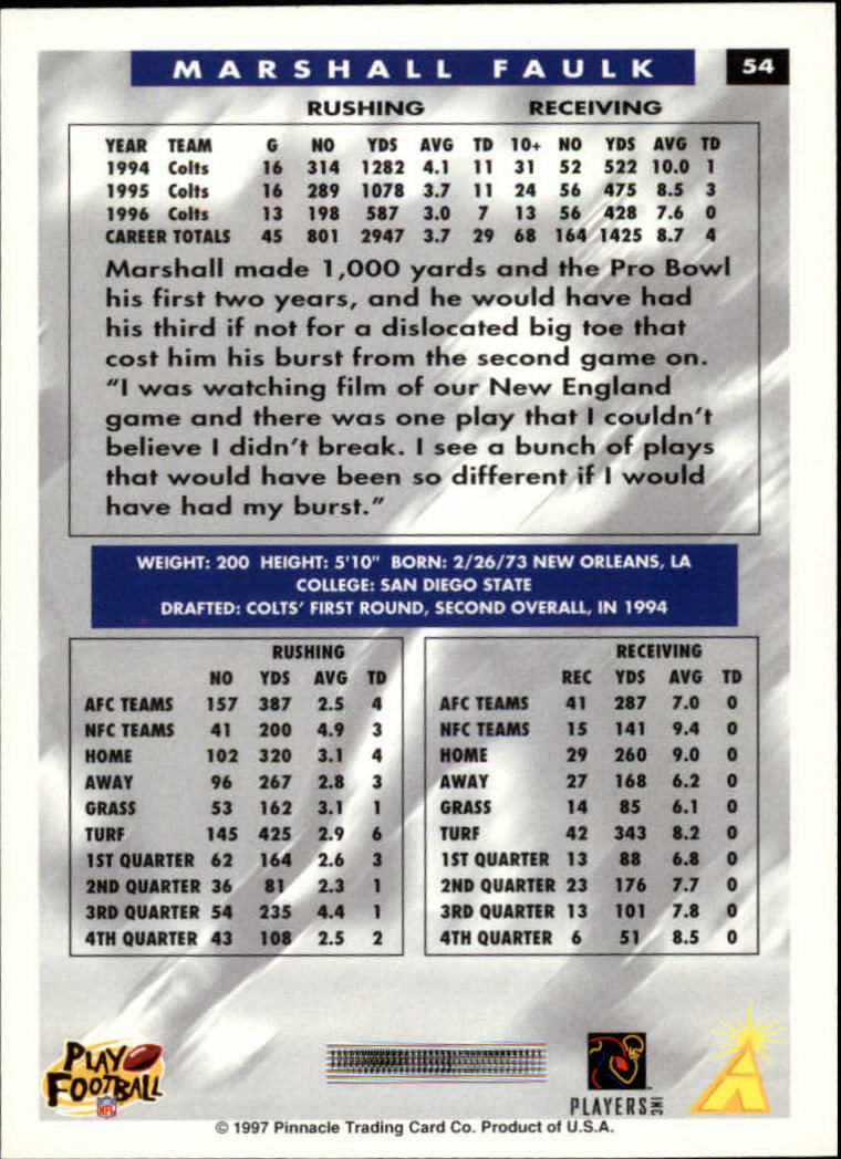 1997 Score Football "Main Set" Cards #1 to #200 Rookies and Veterans - Picture 101 of 311
