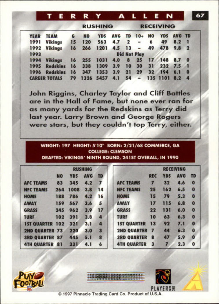 1997 Score Football "Main Set" Cards #1 to #200 Rookies and Veterans - Picture 127 of 311