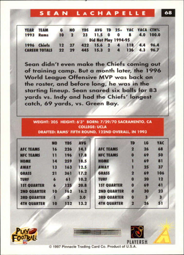 1997 Score Football "Main Set" Cards #1 to #200 Rookies and Veterans - Picture 129 of 311