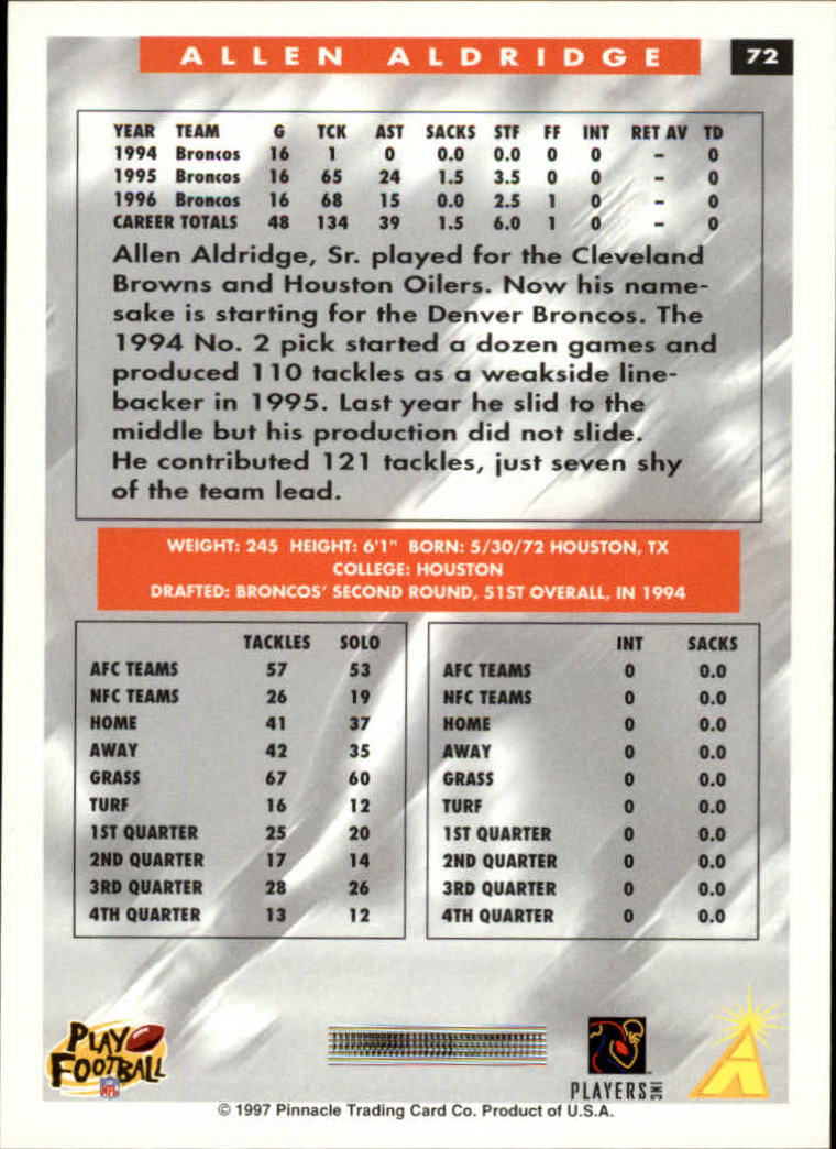 1997 Score Football "Main Set" Cards #1 to #200 Rookies and Veterans - Picture 137 of 311