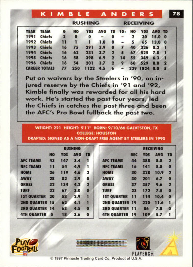 1997 Score Football "Main Set" Cards #1 to #200 Rookies and Veterans - Picture 147 of 311