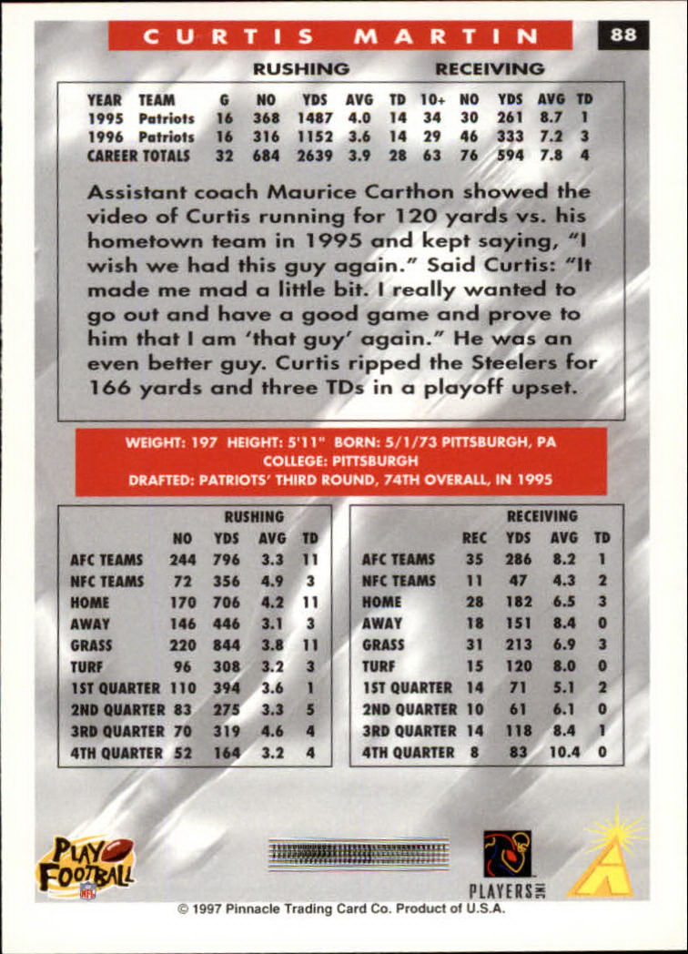 1997 Score Football "Main Set" Cards #1 to #200 Rookies and Veterans - Picture 167 of 311