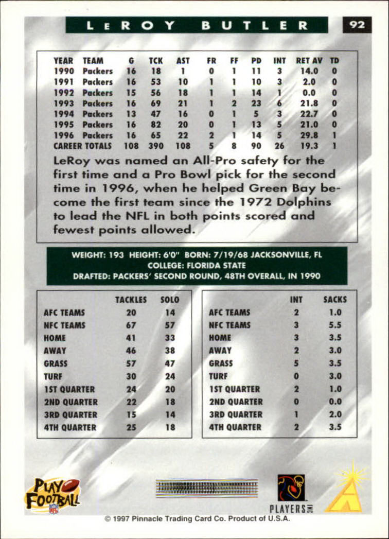 1997 Score Football "Main Set" Cards #1 to #200 Rookies and Veterans - Picture 173 of 311