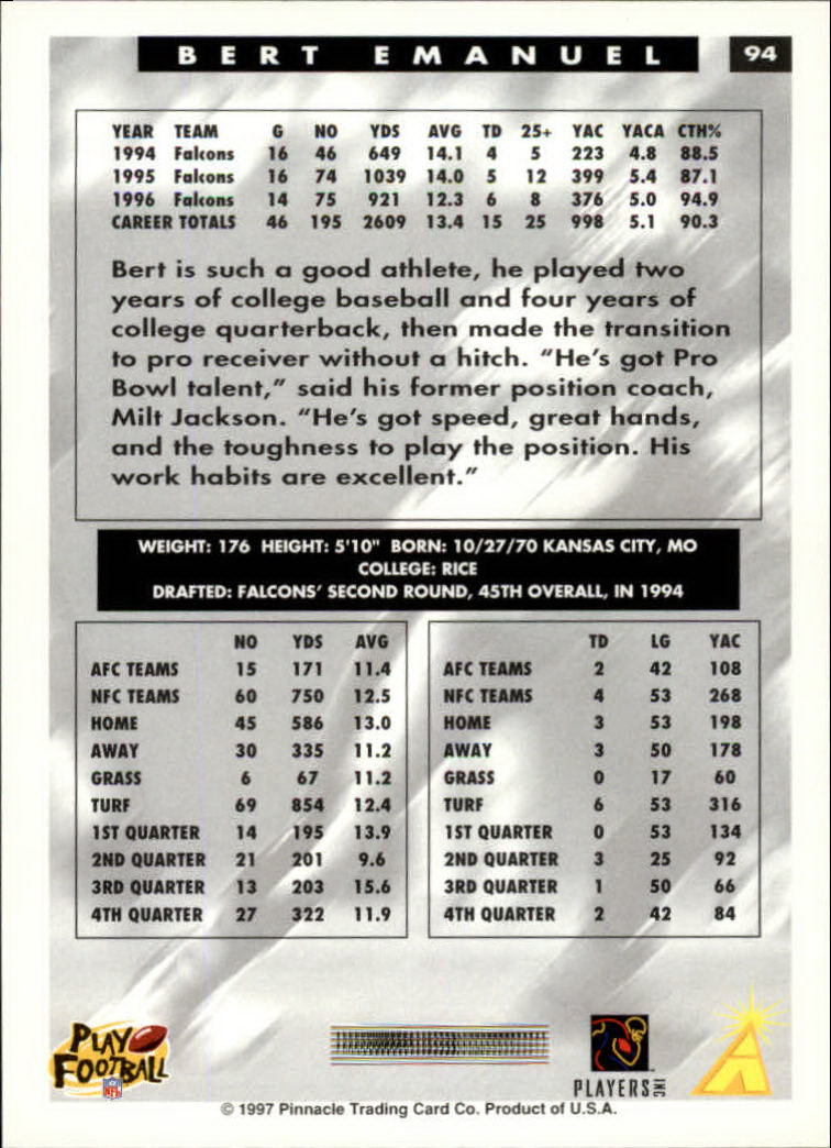 1997 Score Football "Main Set" Cards #1 to #200 Rookies and Veterans - Picture 177 of 311