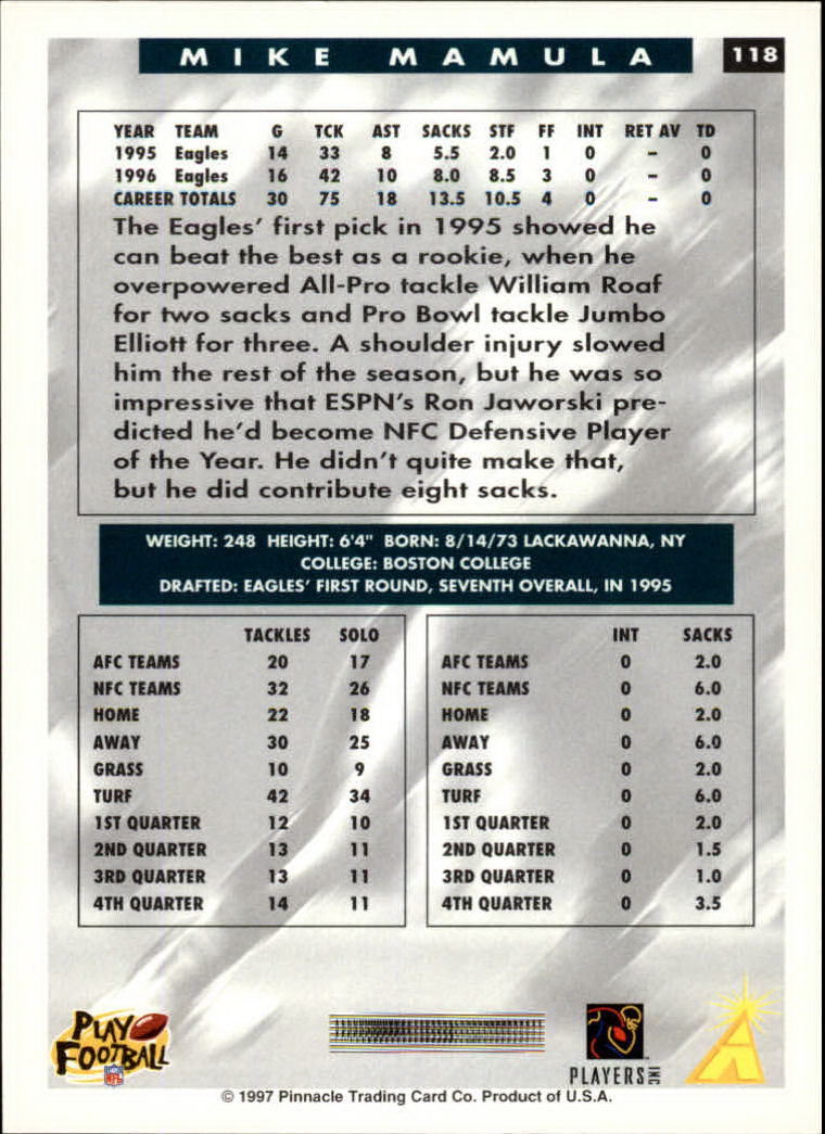 1997 Score Football "Main Set" Cards #1 to #200 Rookies and Veterans - Picture 203 of 311