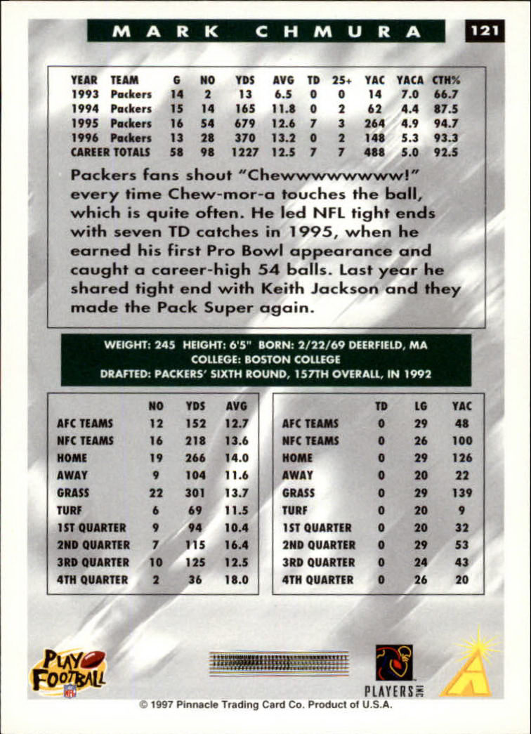 1997 Score Football "Main Set" Cards #1 to #200 Rookies and Veterans - Picture 209 of 311