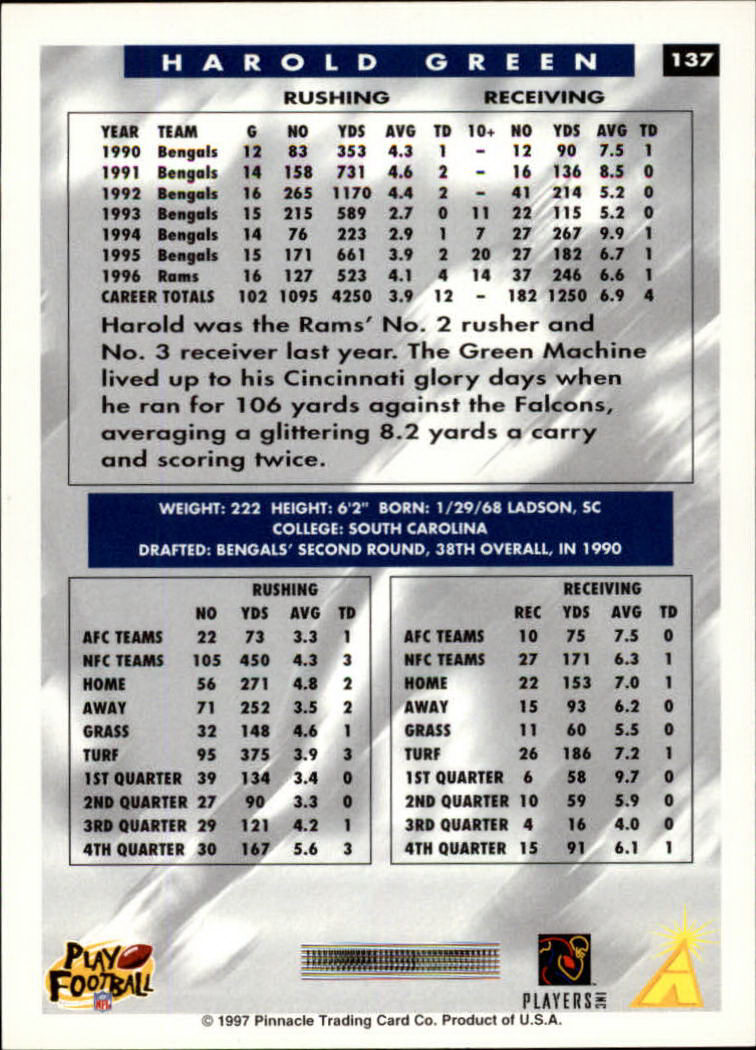 1997 Score Football "Main Set" Cards #1 to #200 Rookies and Veterans - Picture 233 of 311
