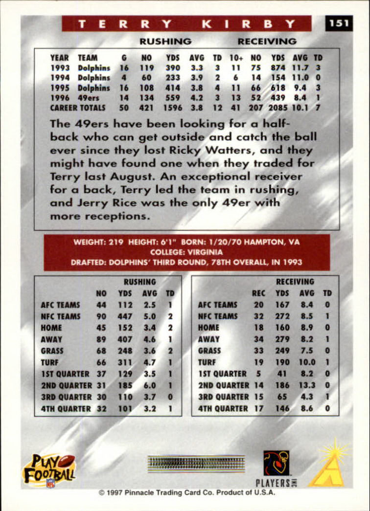 1997 Score Football "Main Set" Cards #1 to #200 Rookies and Veterans - Picture 247 of 311