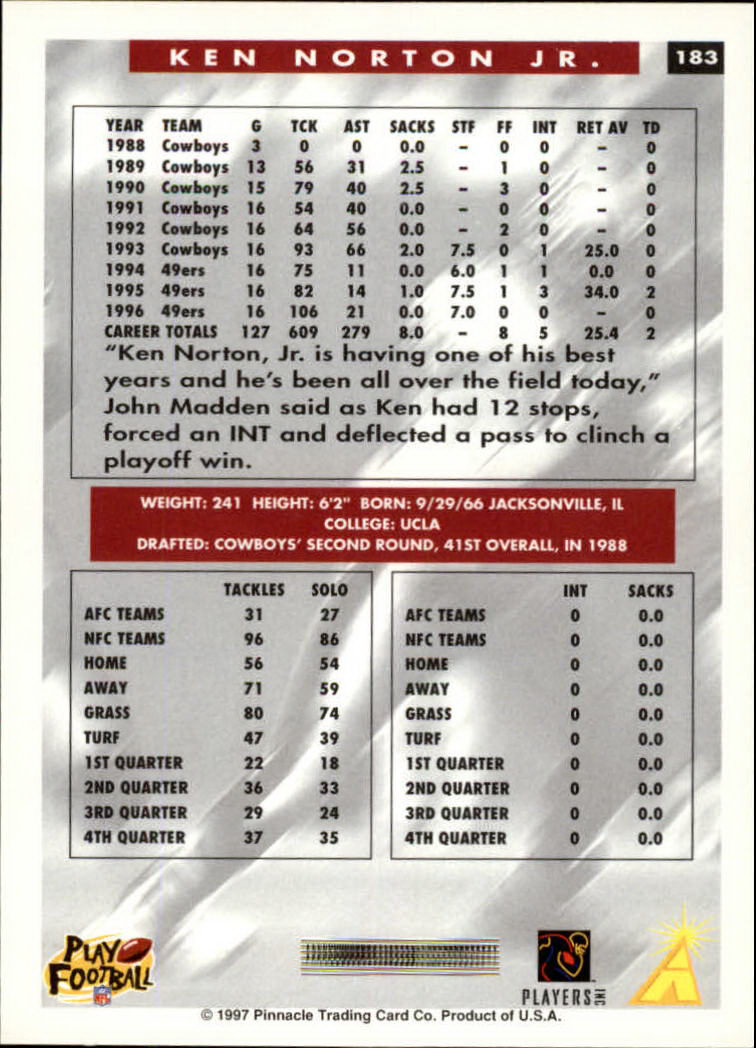 1997 Score Football "Main Set" Cards #1 to #200 Rookies and Veterans - Picture 293 of 311