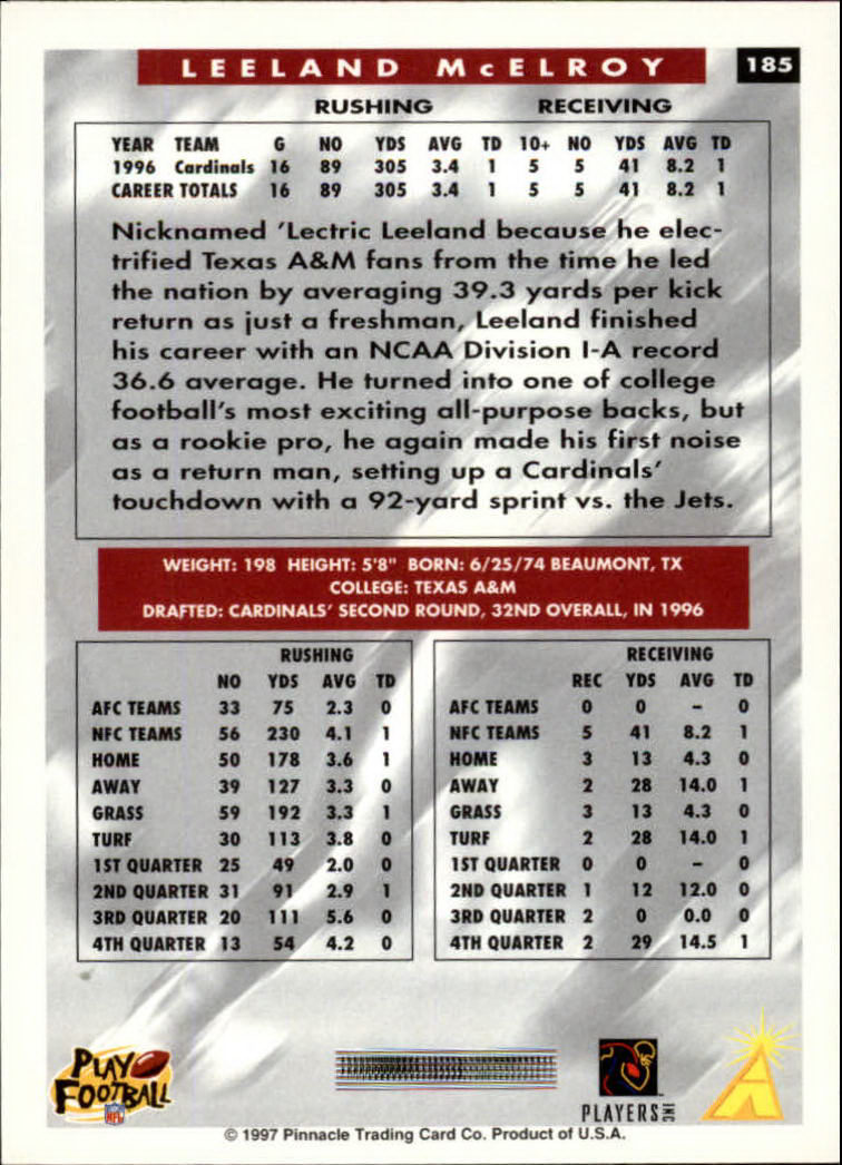 1997 Score Football "Main Set" Cards #1 to #200 Rookies and Veterans - Picture 297 of 311