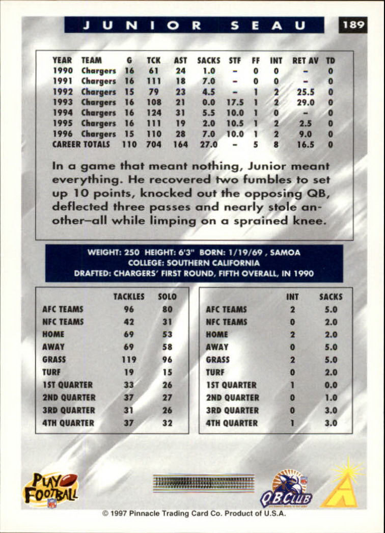 1997 Score Football "Main Set" Cards #1 to #200 Rookies and Veterans - Picture 299 of 311