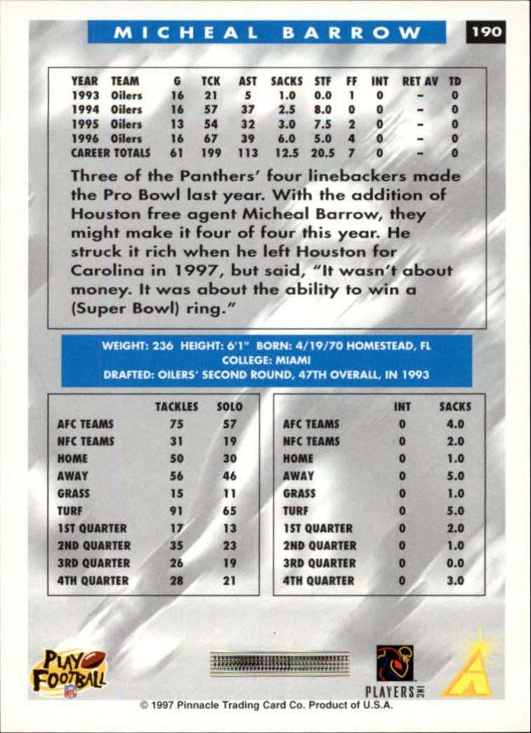 1997 Score Football "Main Set" Cards #1 to #200 Rookies and Veterans - Picture 301 of 311