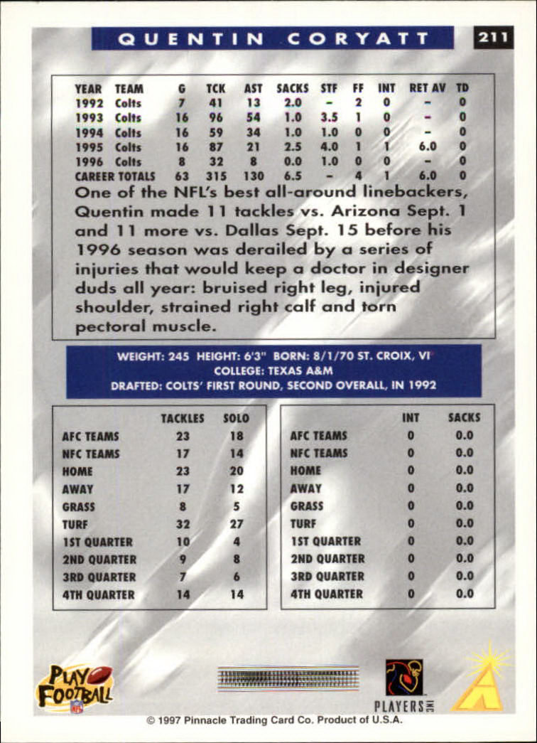 1997 Score Football "Main Set" Cards #201 to #330 Rookies and Veterans - Picture 21 of 249