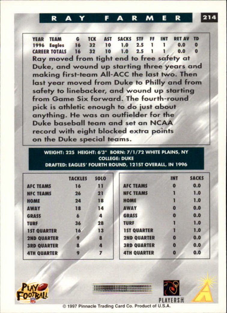 1997 Score Football "Main Set" Cards #201 to #330 Rookies and Veterans - Picture 27 of 249
