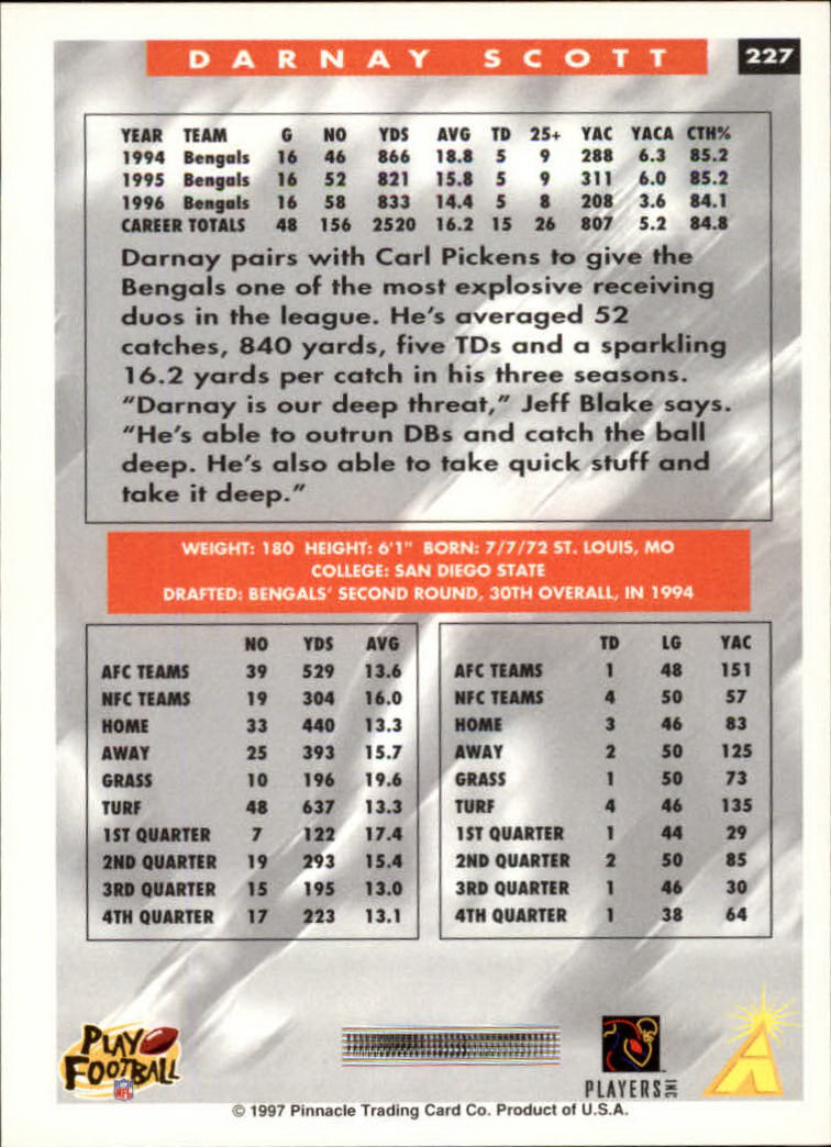 1997 Score Football "Main Set" Cards #201 to #330 Rookies and Veterans - Picture 53 of 249