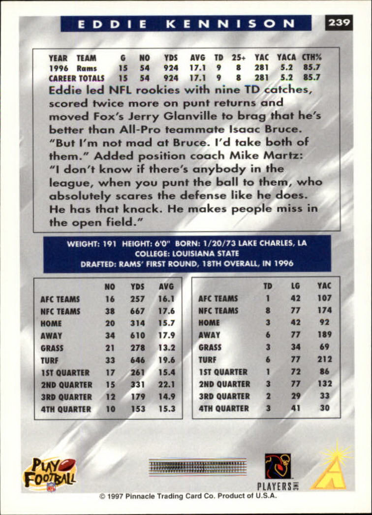 1997 Score Football "Main Set" Cards #201 to #330 Rookies and Veterans - Picture 73 of 249