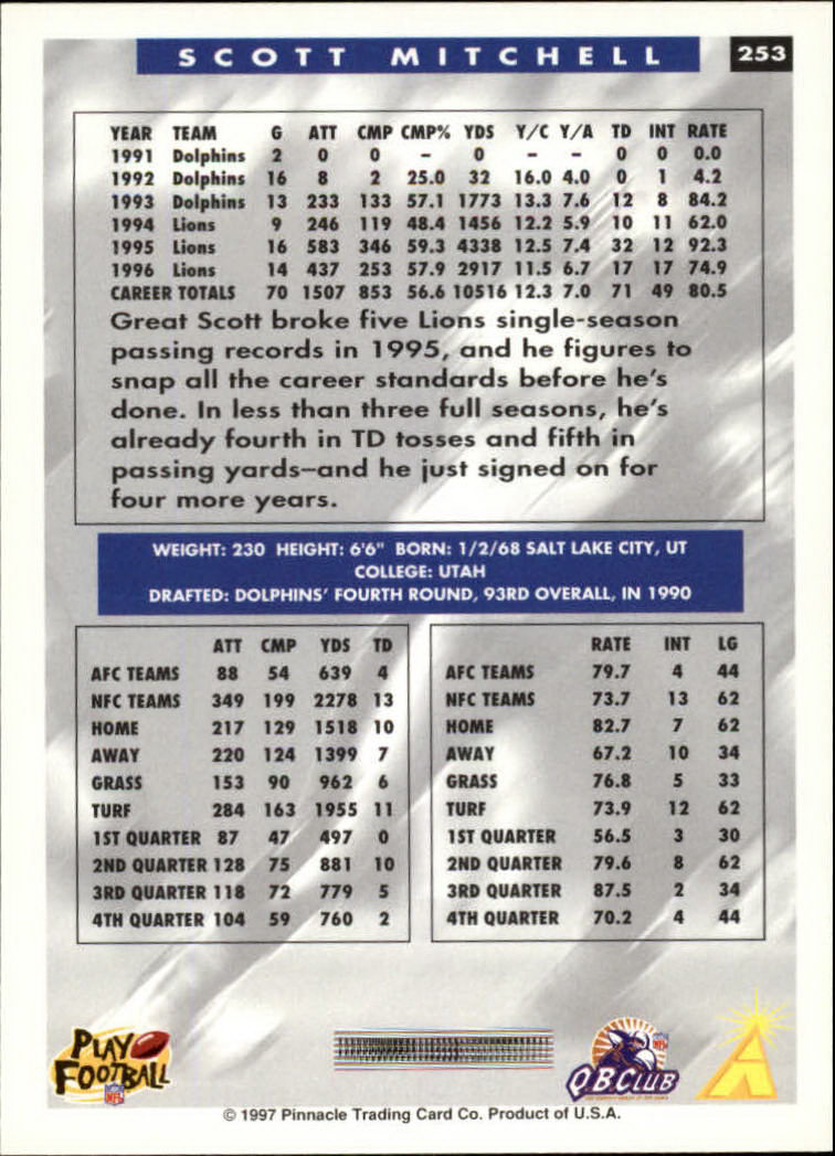 1997 Score Football "Main Set" Cards #201 to #330 Rookies and Veterans - Picture 99 of 249