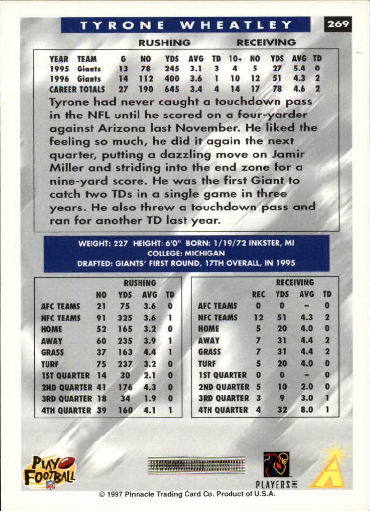 1997 Score Football "Main Set" Cards #201 to #330 Rookies and Veterans - Picture 131 of 249