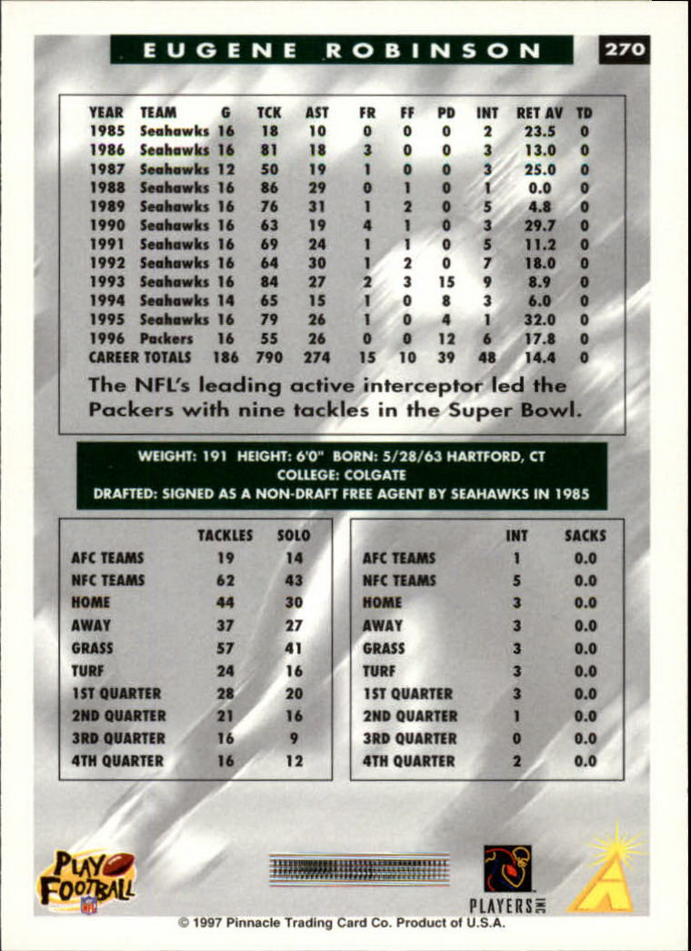 1997 Score Football "Main Set" Cards #201 to #330 Rookies and Veterans - Picture 133 of 249