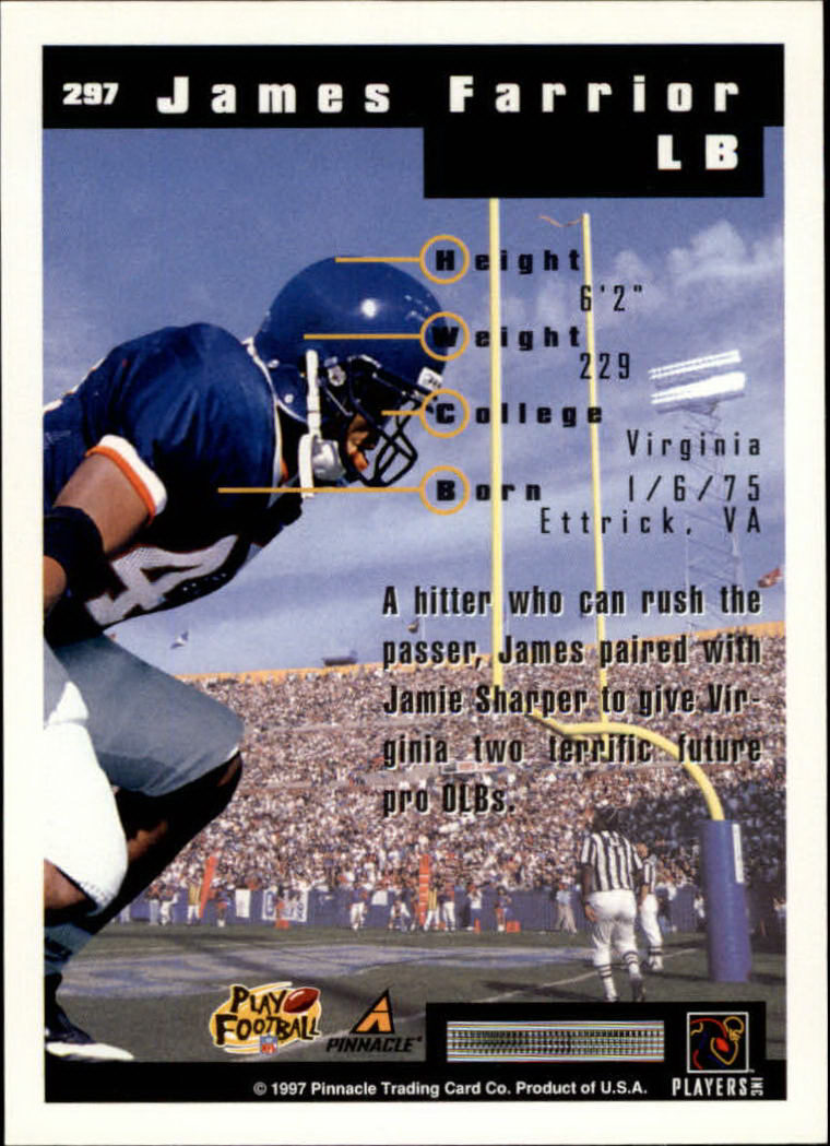 1997 Score Football "Main Set" Cards #201 to #330 Rookies and Veterans - Picture 187 of 249