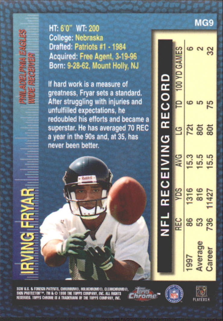 B1098- 1998 Topps Chrome FB Card #s 1-165 +Inserts -You Pick- 15+ FREE US SHIP