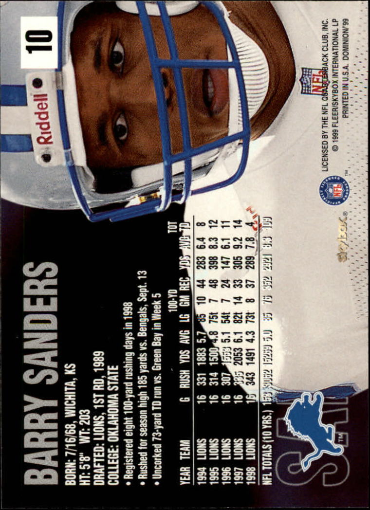 1999 SkyBox Dominion Football Card Pick