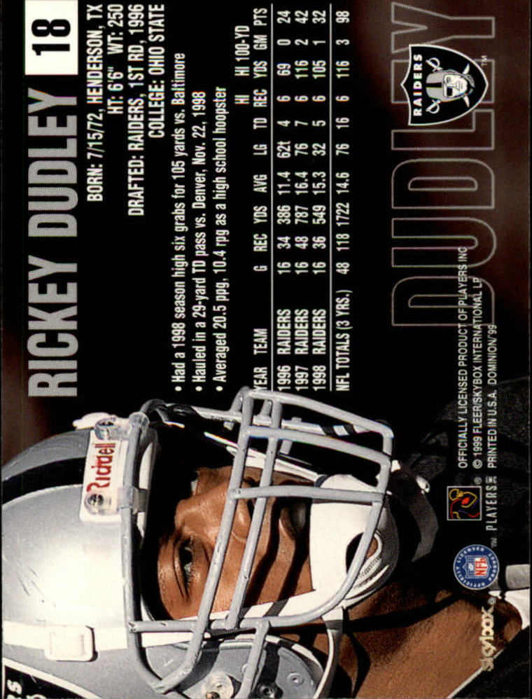 1999 SkyBox Dominion Football Card Pick