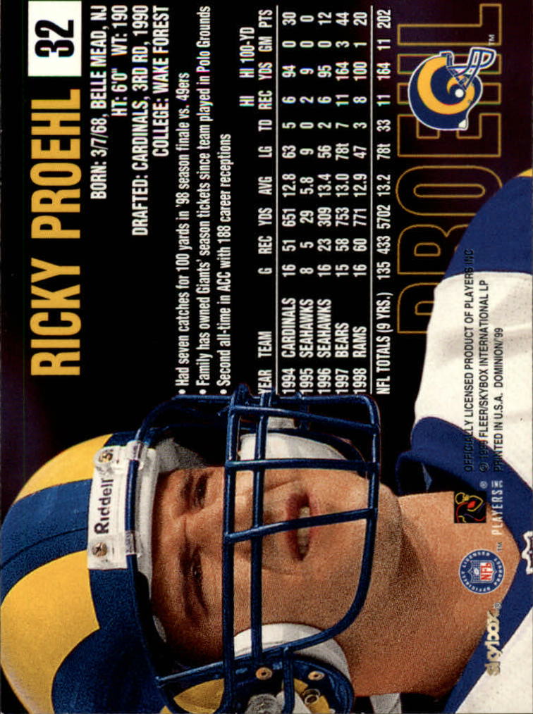 1999 SkyBox Dominion Football Card Pick